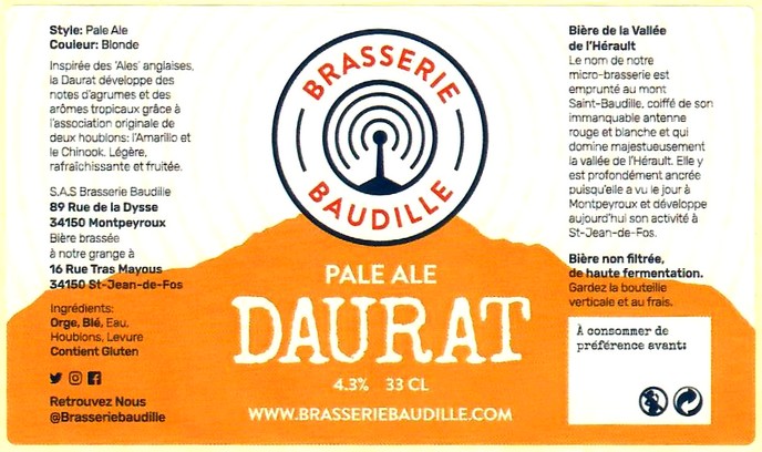etiquette BRASSERIE BAUDILLE 01