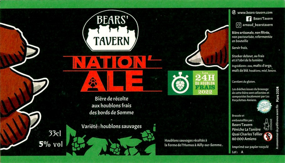 Etiquette BRASSERIE BEARS' TAVERN 15