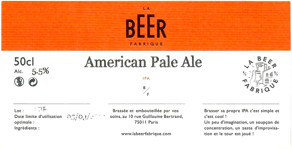 Etiquette BRASSERIE LA BEER FABRIQUE 02