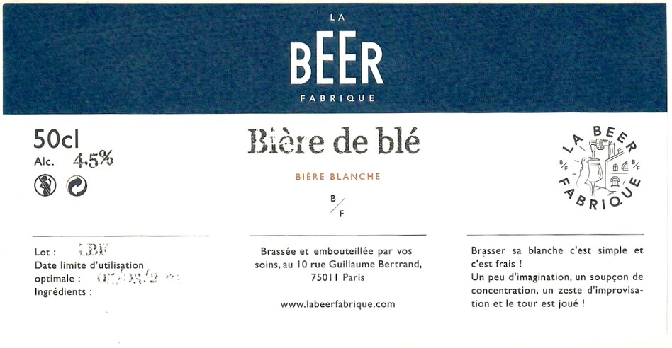 Etiquette BRASSERIE LA BEER FABRIQUE 03