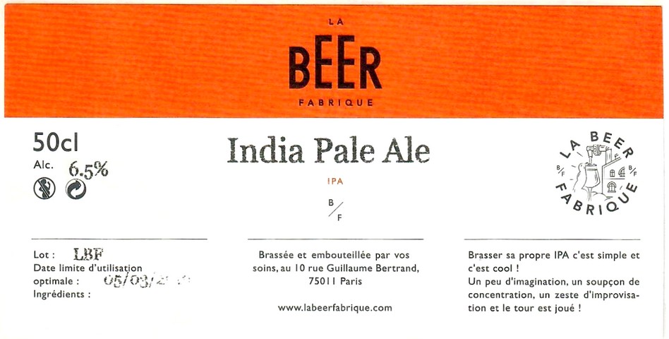 Etiquette BRASSERIE LA BEER FABRIQUE 05