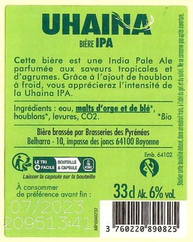 Etiquette BRASSERIE BELHARRA 11B