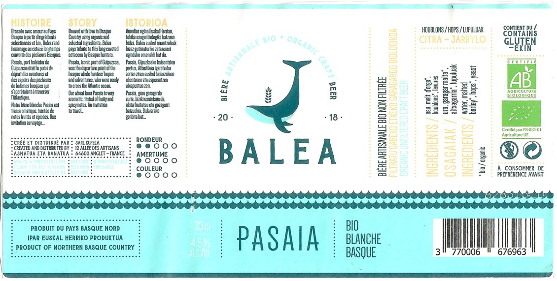 Etiquette BRASSERIE BELHARRA 12