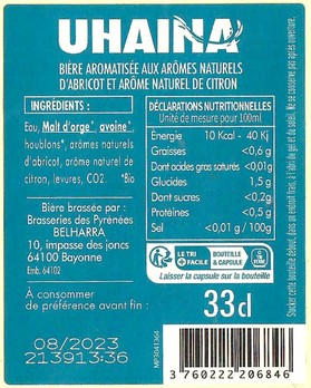 Etiquette BRASSERIE BELHARRA 14B