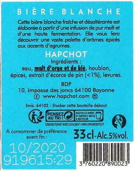 Etiquette BRASSERIE BELHARRA 15B