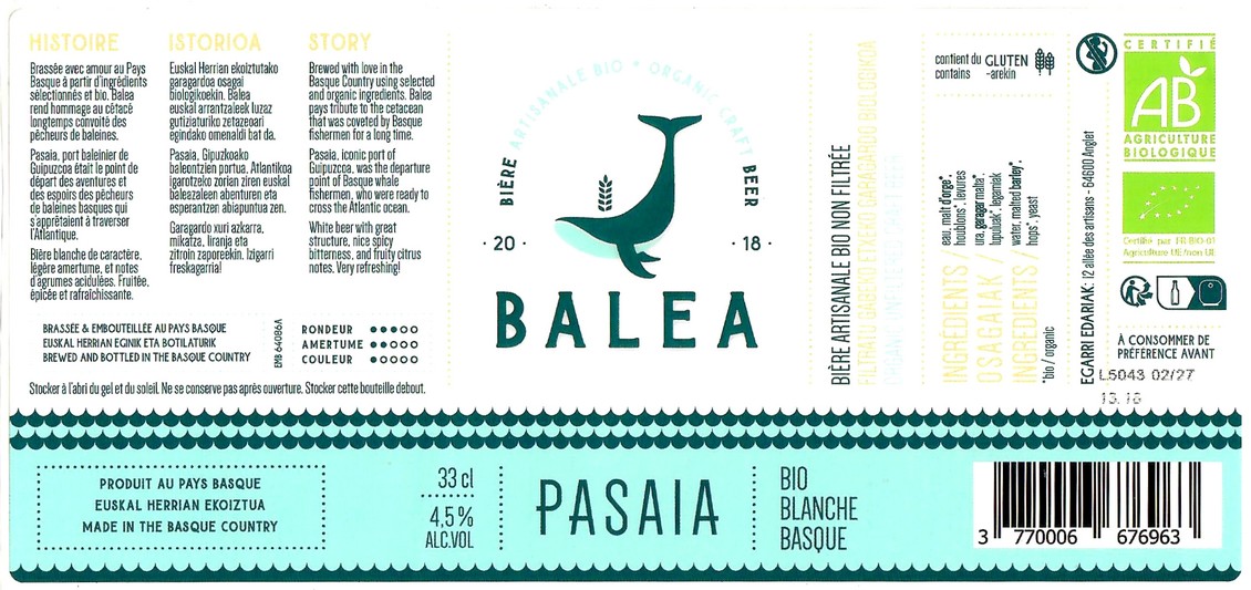 Etiquette BRASSERIE BELHARRA 20