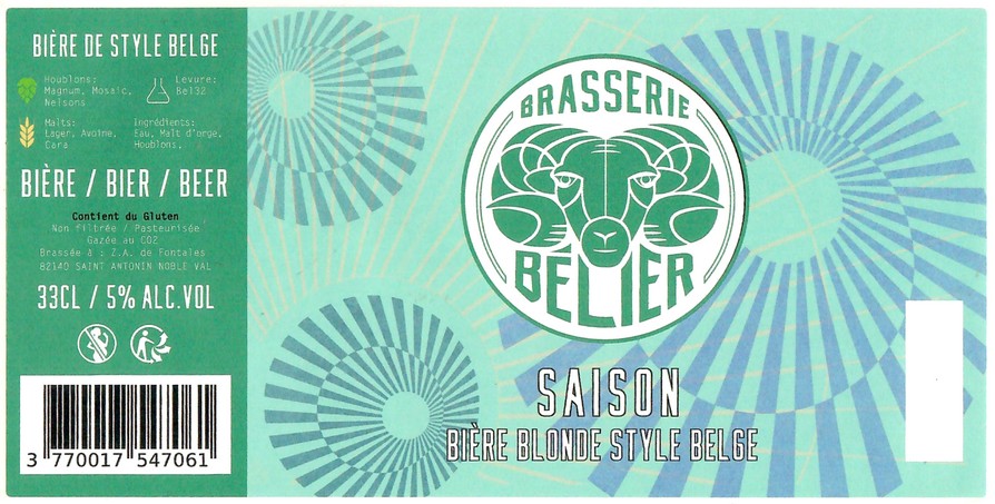 Etiquette BRASSERIE BELIER 07