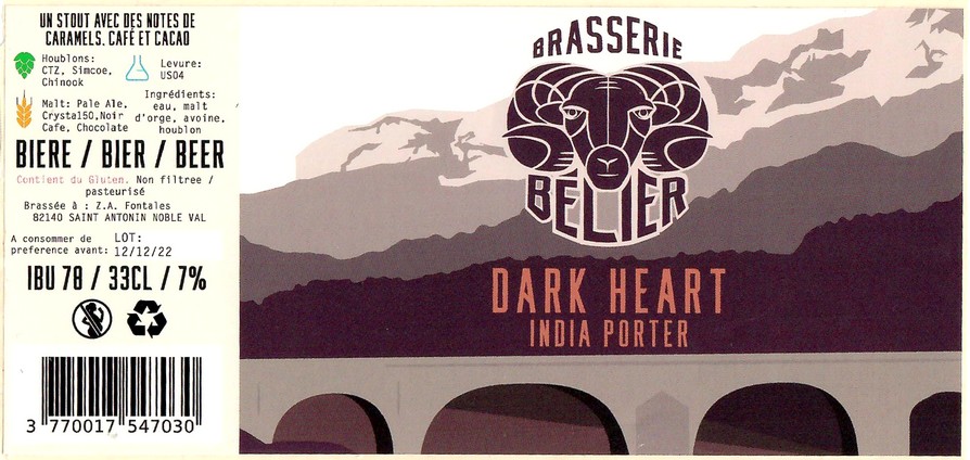 Etiquette BRASSERIE BELIER 15