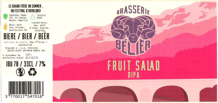 Etiquette BRASSERIE BELIER 16