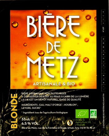 etiquette BRASSERIE BIERE DE METZ 21