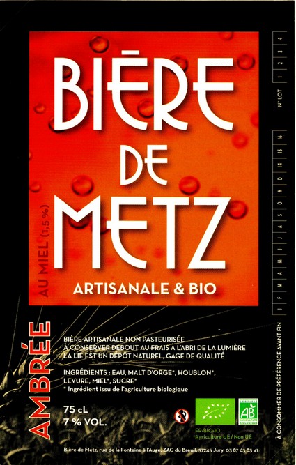 etiquette BRASSERIE BIERE DE METZ 26