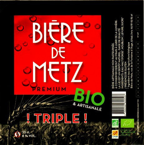 etiquette BRASSERIE BIERE DE METZ 36