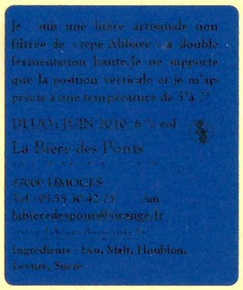 Etiquette BRASSERIE BIERE DES PONTS 01B