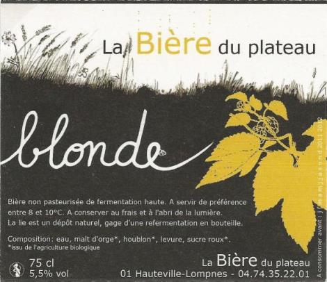 etiquette BRASSERIE LA BIERE DU PLATEAU 08