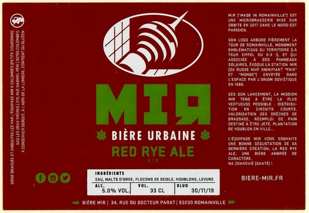 Etiquette BRASSERIE BIERE MIR 15
