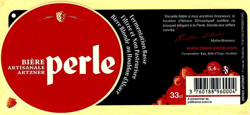 etiquette BRASSERIE BIERES ARTZNER 07