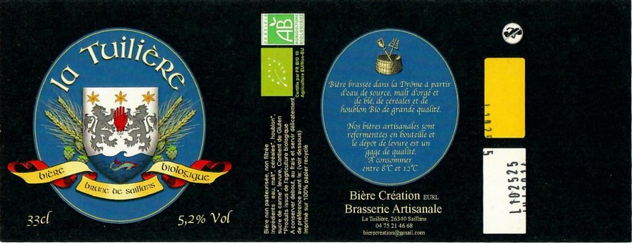 etiquette BRASSERIE BIERES CREATION 13