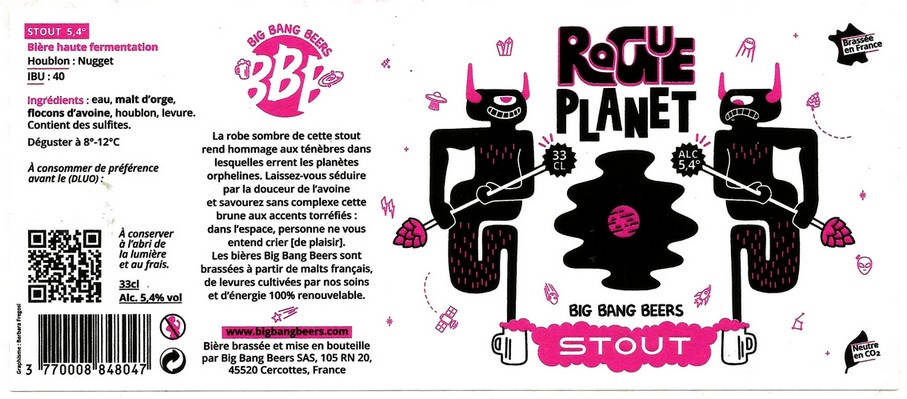 etiquette BRASSERIE BIG BANG BEERS 01