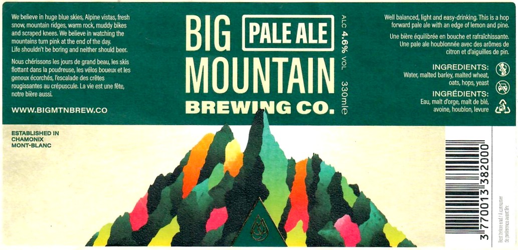 Etiquette BRASSERIE BIG MOUNTAIN BREWING CO 01