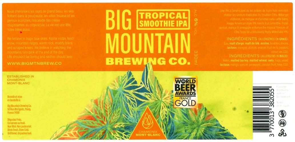 Etiquette BRASSERIE BIG MOUNTAIN BREWERY 07