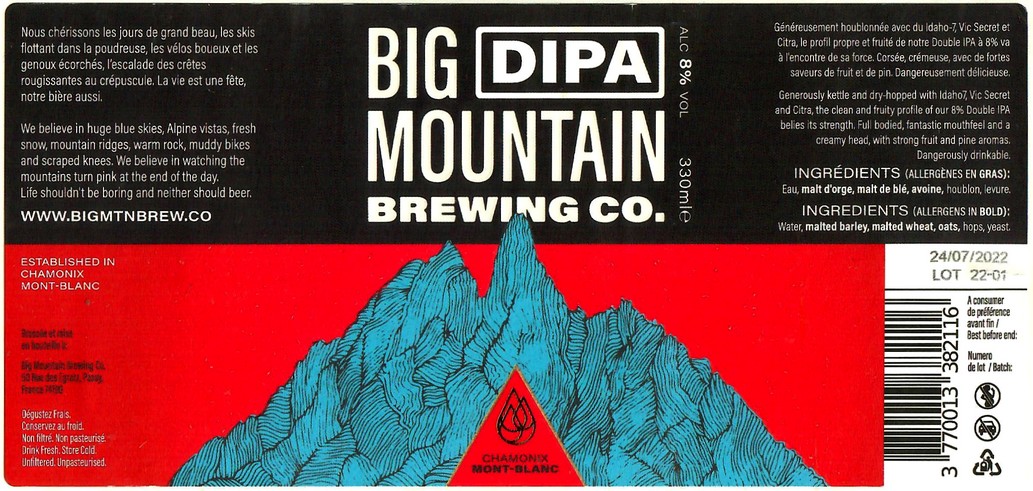 Etiquette BRASSERIE BIG MOUNTAIN BREWERY 09