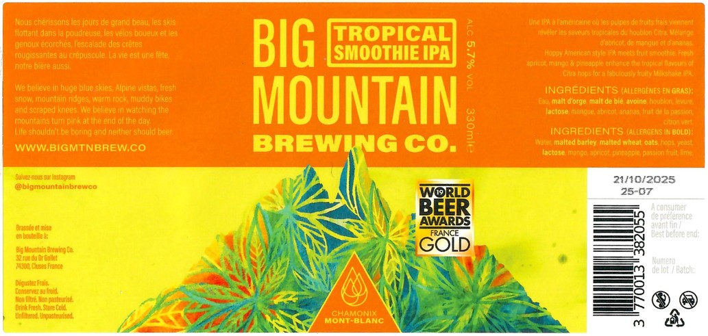 Etiquette BRASSERIE BIG MOUNTAIN BREWERY 10