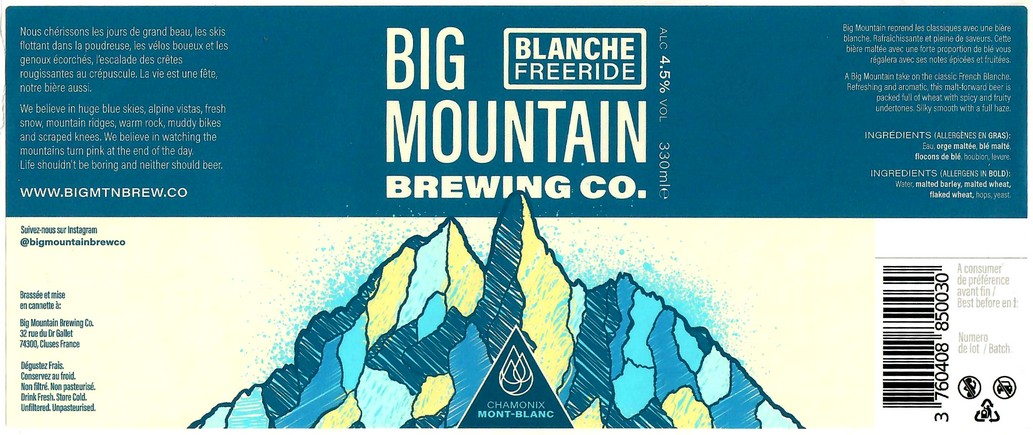 Etiquette BRASSERIE BIG MOUNTAIN BREWERY 12