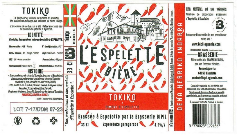 Etiquette BRASSERIE BIPIL AGUERRIA 07