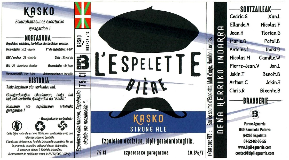 Etiquette BRASSERIE BIPIL AGUERRIA 12