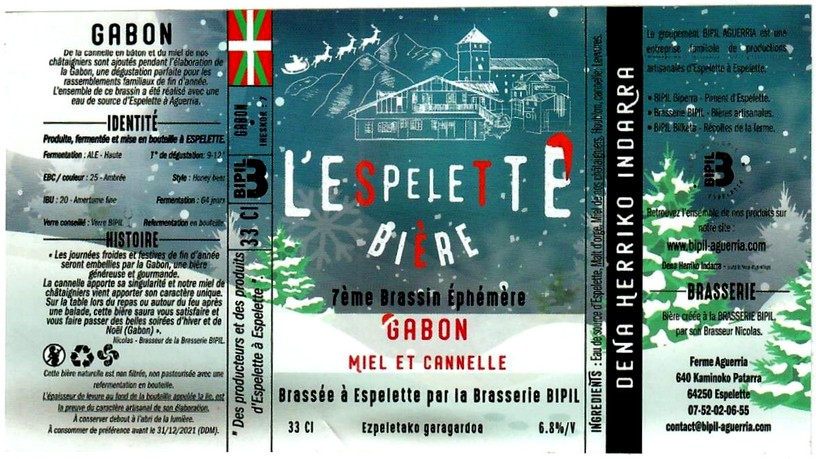 Etiquette BRASSERIE BIPIL AGUERRIA 13