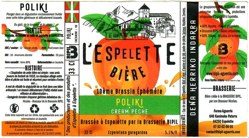 Etiquette BRASSERIE BIPIL AGUERRIA 14