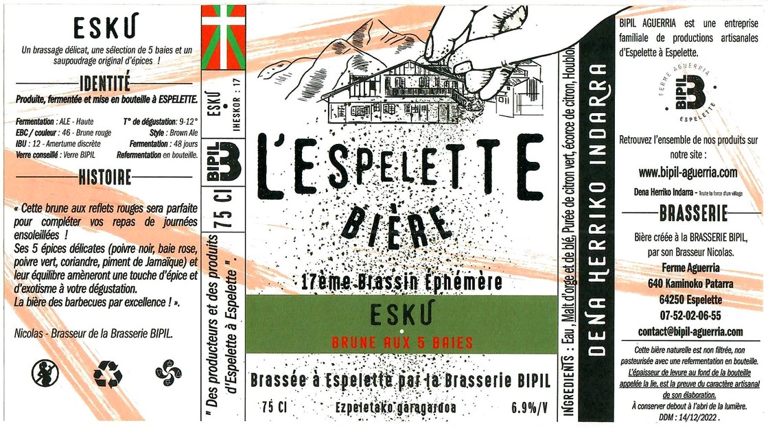 Etiquette BRASSERIE BIPIL AGUERRIA 18