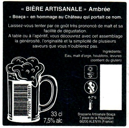 Etiquette BRASSERIE BOACA 01B