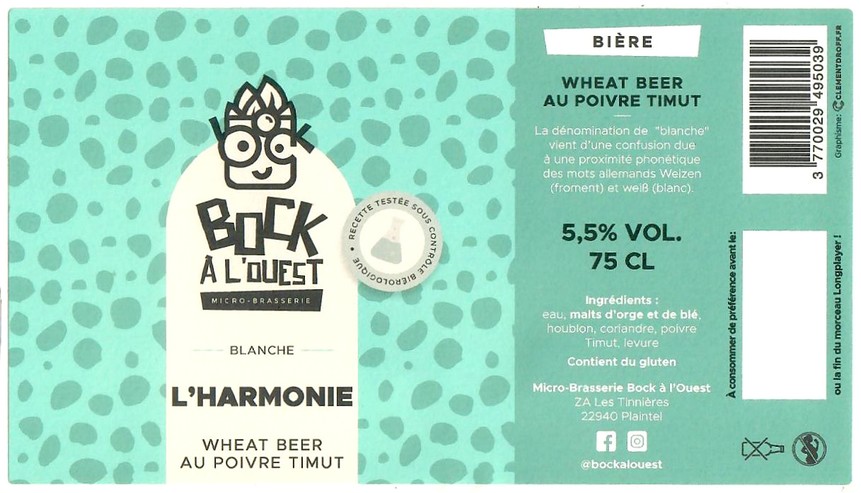 Etiquette BRASSERIE BOCK A L'OUEST 03