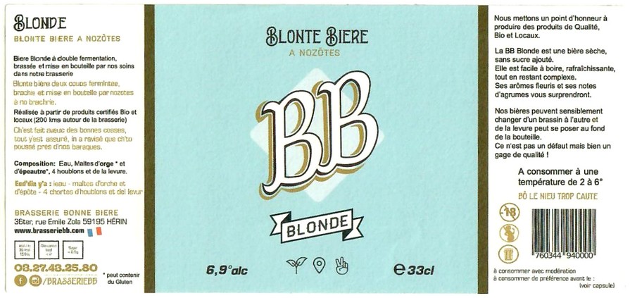 Etiquette BRASSERIE BONNE BIERE 02