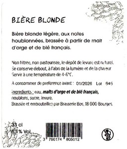 Etiquette BRASSERIE BOS 23B