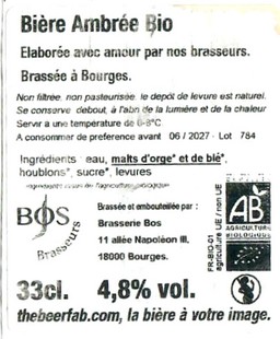Etiquette BRASSERIE BOS 32B