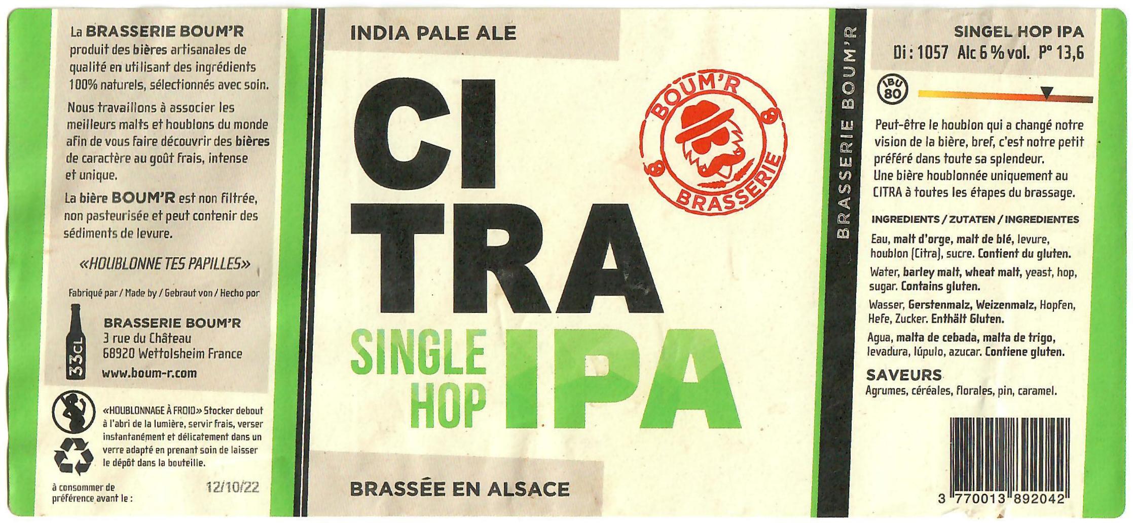 Etiquette BRASSERIE BOUM'R 02