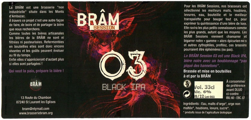 Etiquette BRASSERIE BRAM 15