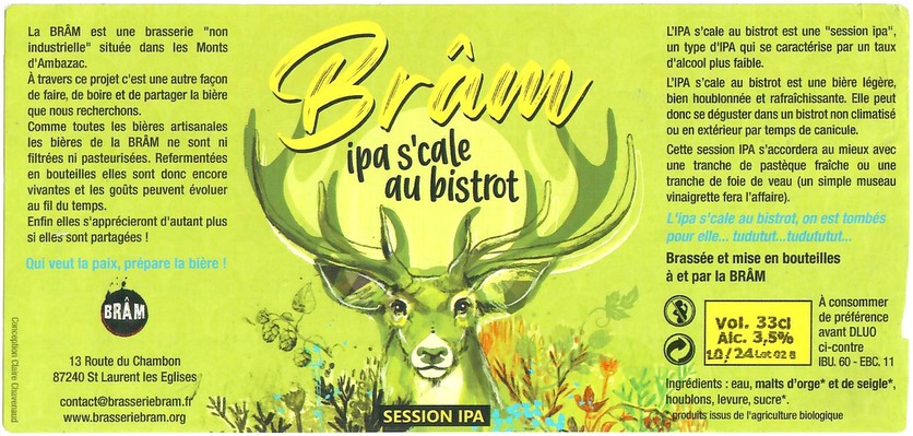 Etiquette BRASSERIE BRAM 22