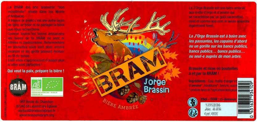 Etiquette BRASSERIE BRAM 28