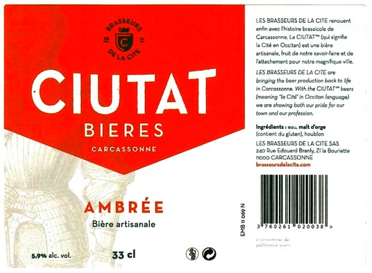 etiquette BRASSERIE BRASSEURS DE LA CITE 10