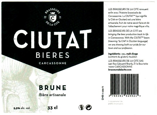 etiquette BRASSERIE BRASSEURS DE LA CITE 12