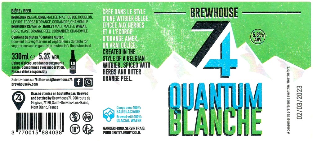 Etiquette BRASSERIE BREWHOUSE 74 01