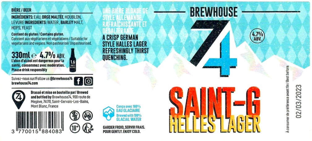 Etiquette BRASSERIE BREWHOUSE 74 02