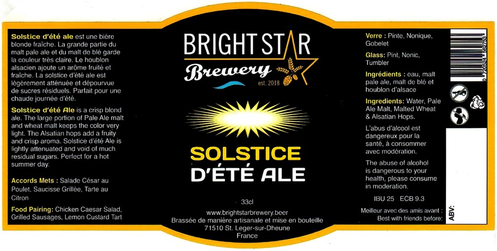 Etiquette BRASSERIE BRIGHT STAR BREWERY 08