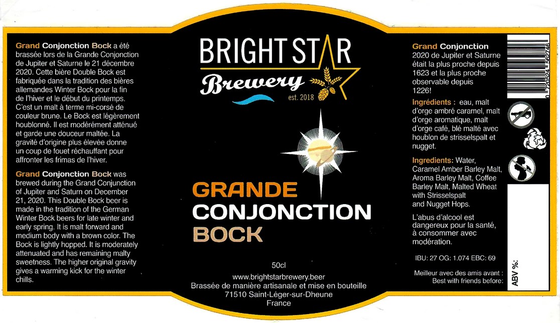 Etiquette BRASSERIE BRIGHT STAR BREWERY 13