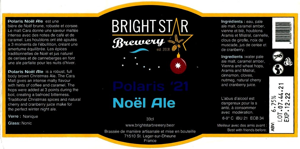 Etiquette BRASSERIE BRIGHT STAR BREWERY 14