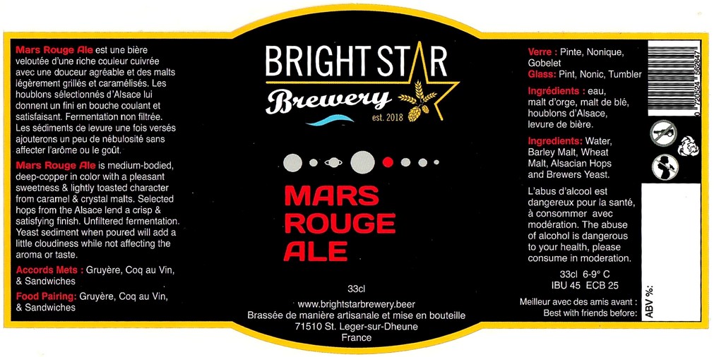 Etiquette BRASSERIE BRIGHT STAR BREWERY 18