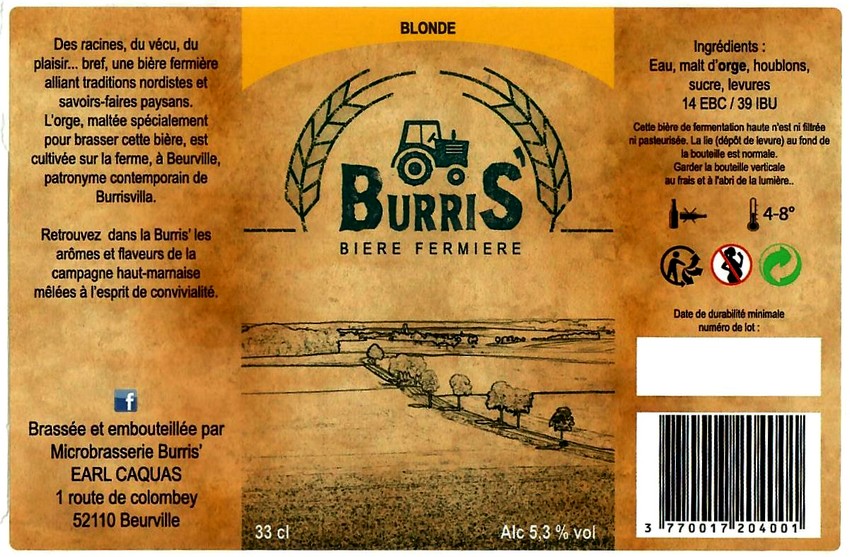 Etiquette BRASSERIE BURRIS 06